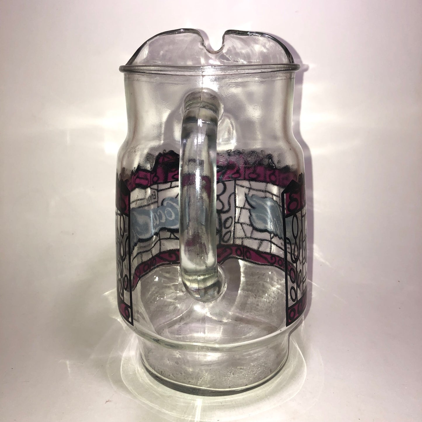 Coca Cola Glass Pitcher Tiffany Style Stained Glass Soda Pop Coke Vintage 1970s Retro