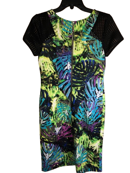 AGB Vintage Tropical Leaf Print Dress, Size 4 - Vibrant & Unique