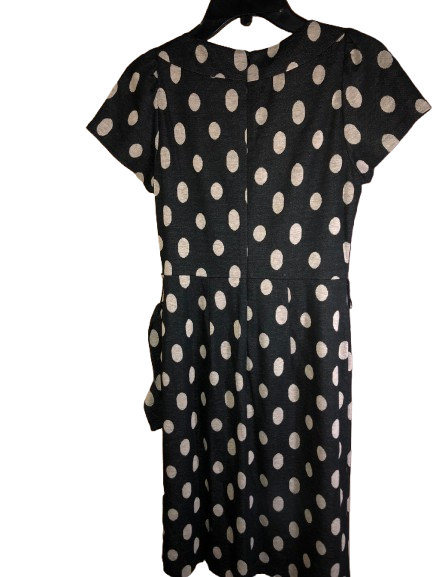AGB Vintage Black & Cream Polka Dot Dress, Size 6 - Retro Style