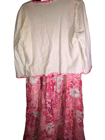 Plaza South Vintage Dress, Size 12, Pink Floral - Pink Ribbon and Cover-Up Included Free