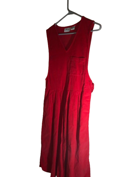 Avocado Vintage Corduroy Dress, Size S, Rich Red - Unique Find