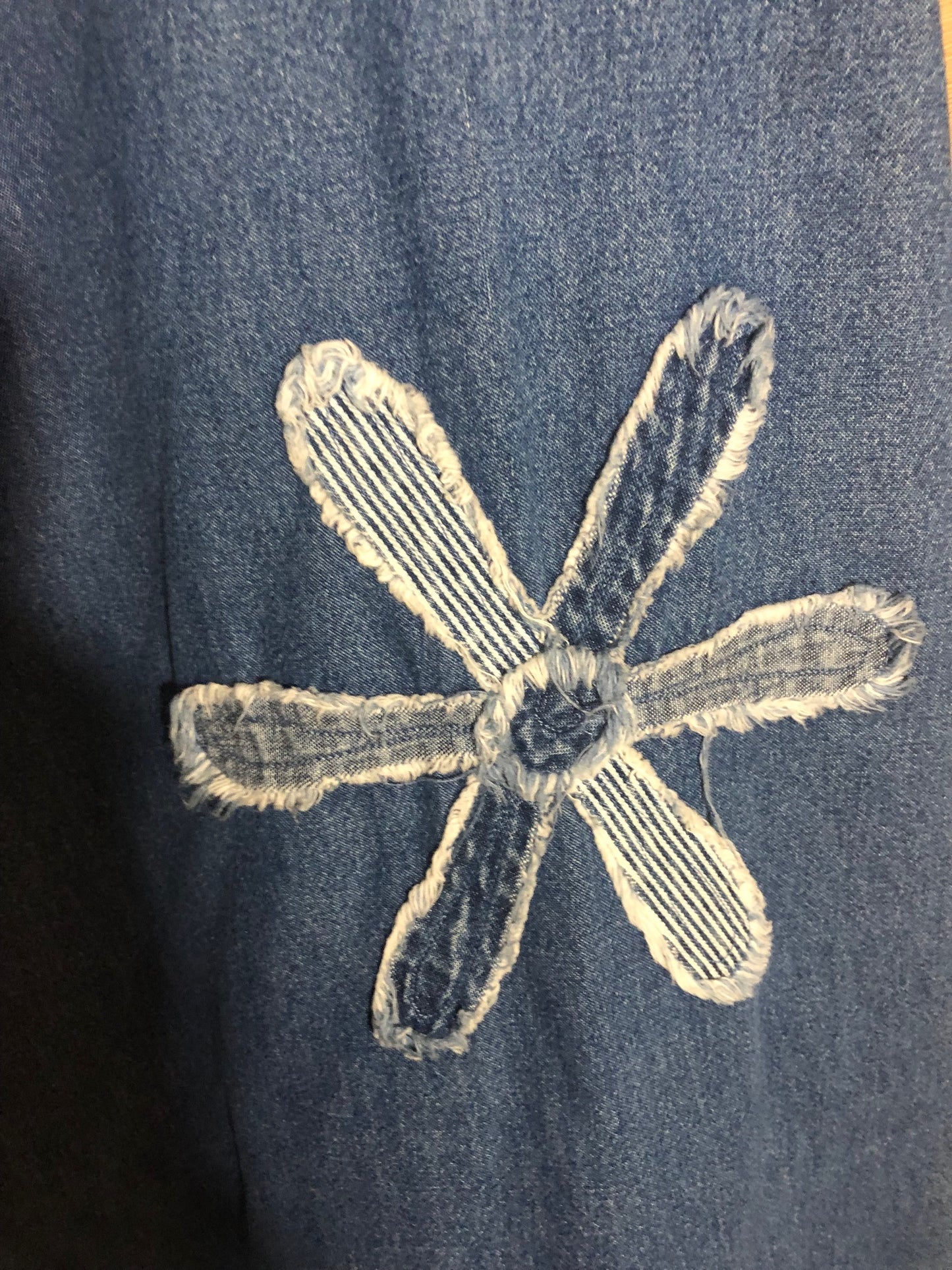 Vintage Blue Jay Denim Mini Dress - Floral Appliques, 90s, Y2K