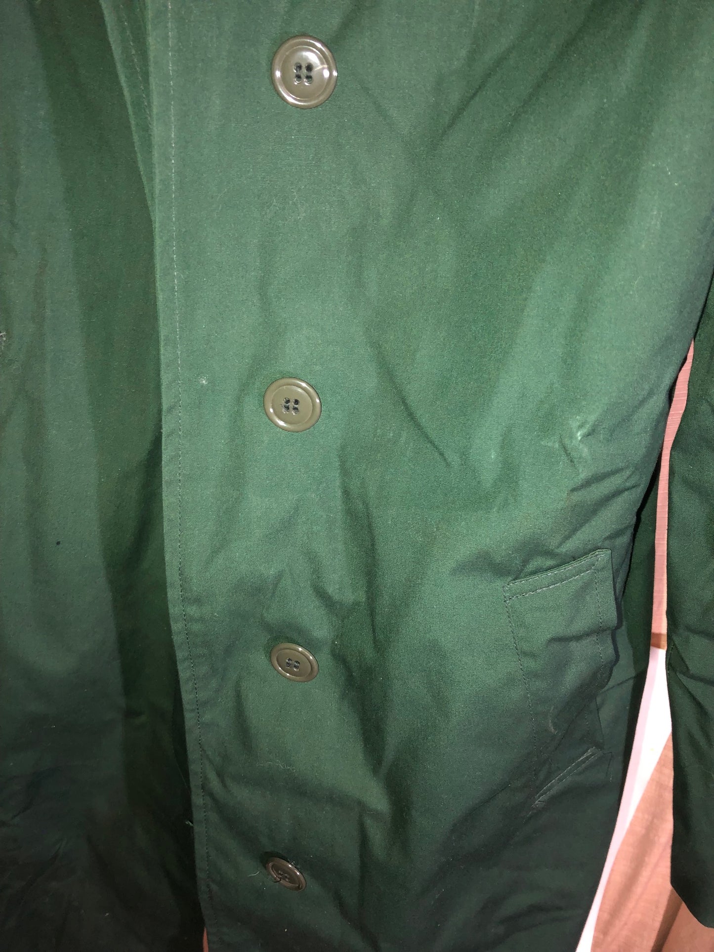 Vintage 1975 JR ROTC Military Style Green Trench Coat w/ Removable Liner - Size 12R, Grunge Style Retro Raincoat