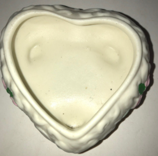 Vintage Heart-Shaped Porcelain Jewelry Box with Rose Design