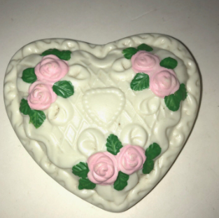 Vintage Heart-Shaped Porcelain Jewelry Box with Rose Design