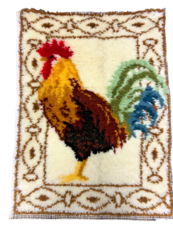 Vintage Handwoven Rooster Rug - Rustic Wall Hanging Decor (Appalachian Craft)