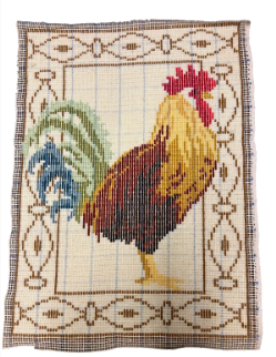 Vintage Handwoven Rooster Rug - Rustic Wall Hanging Decor (Appalachian Craft)