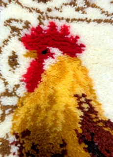 Vintage Handwoven Rooster Rug - Rustic Wall Hanging Decor (Appalachian Craft)