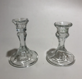 Vintage Crystal Glass Candlestick Holders Set of 2