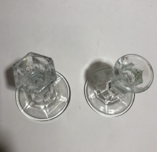 Vintage Crystal Glass Candlestick Holders Set of 2