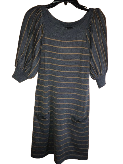vintage grey and gold striped dress