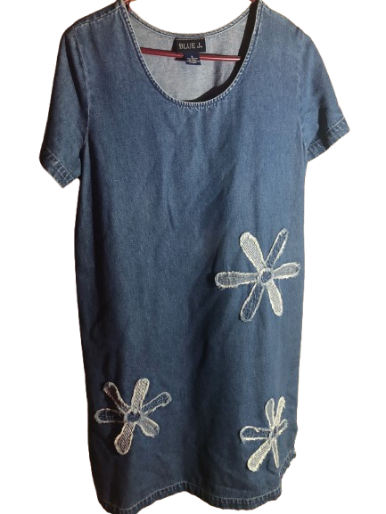 90s denim vintage blue jay dress, floral