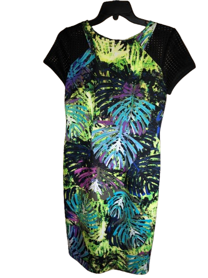AGB Vintage Tropical Leaf Print Dress