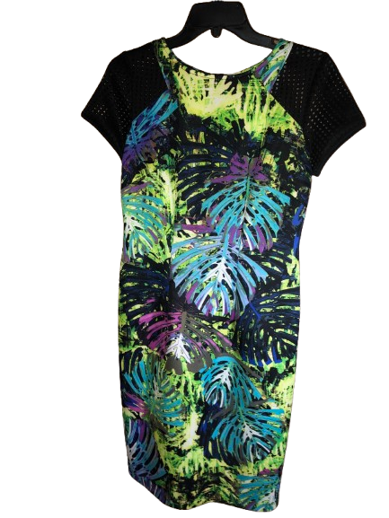AGB Vintage Tropical Leaf Print Dress
