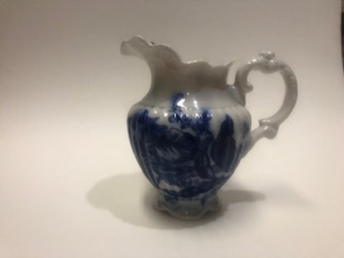 Vintage TRE Cox England Inspired Blue & White Floral Porcelain Pitcher