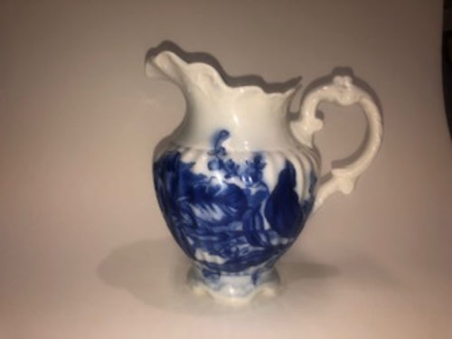 Vintage TRE Cox England Inspired Blue & White Floral Porcelain Pitcher