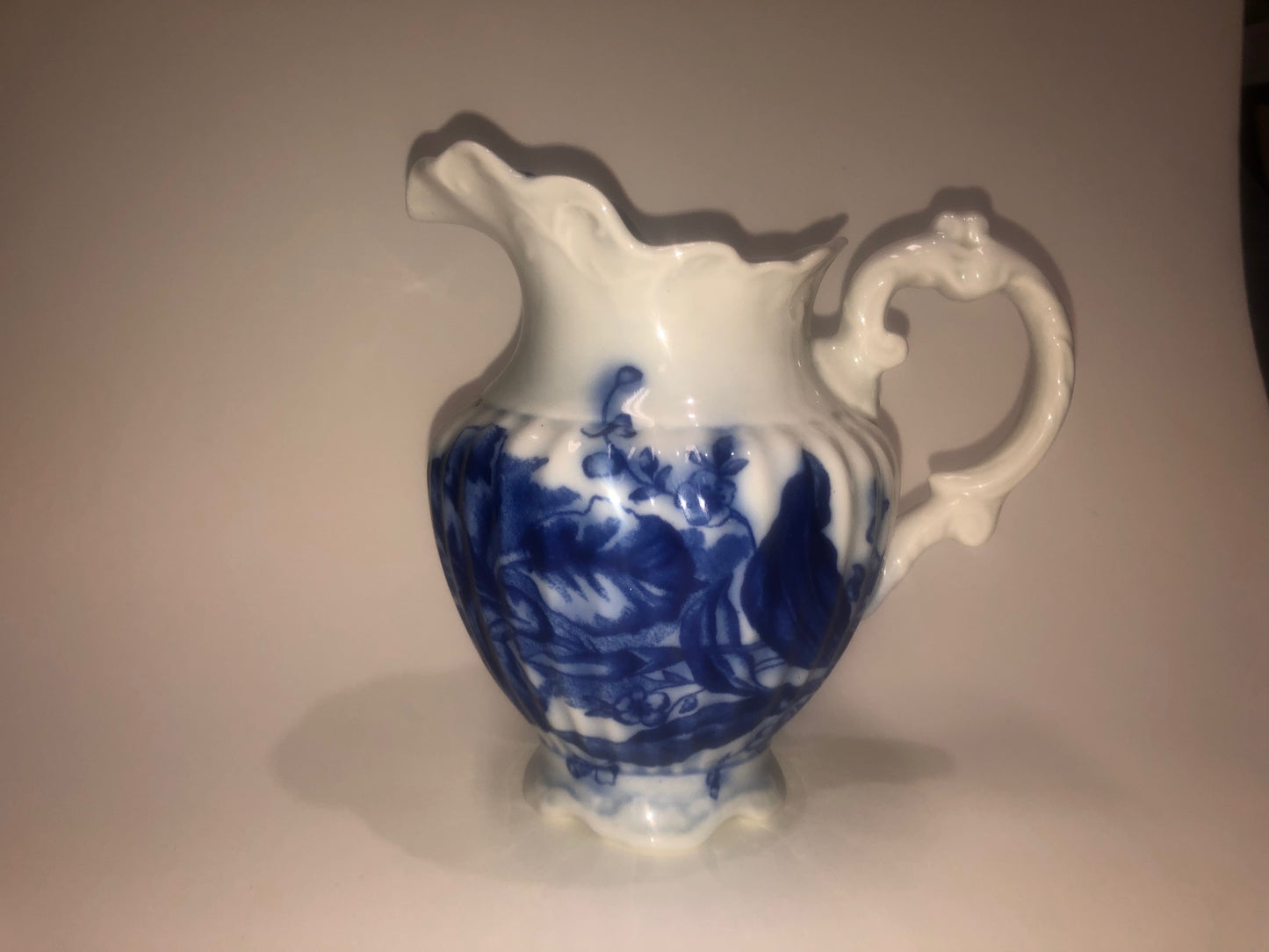 Vintage TRE Cox England Inspired Blue & White Floral Porcelain Pitcher