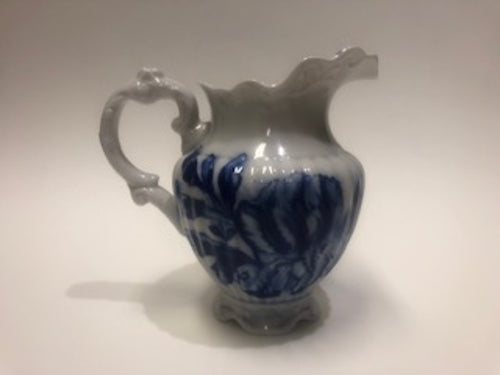 Vintage TRE Cox England Inspired Blue & White Floral Porcelain Pitcher