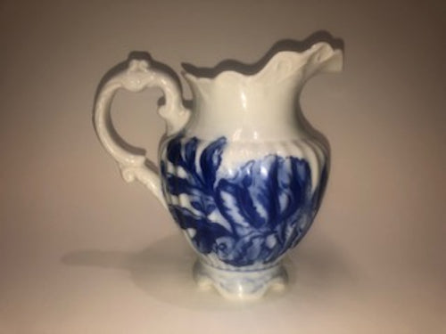 Vintage TRE Cox England Inspired Blue & White Floral Porcelain Pitcher