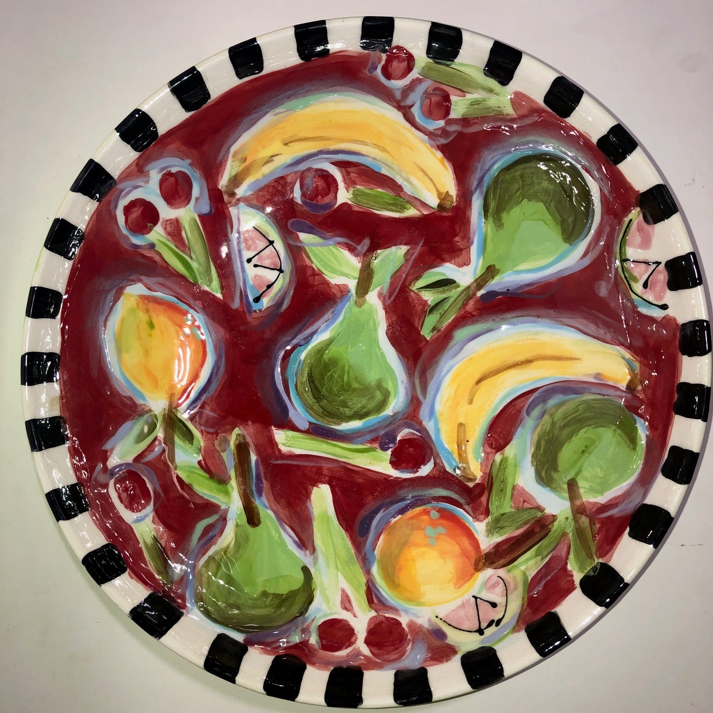 Vintage Victoria Heisler Hand-Painted Ceramic Bowl - Vibrant Fruit Design - Collectible