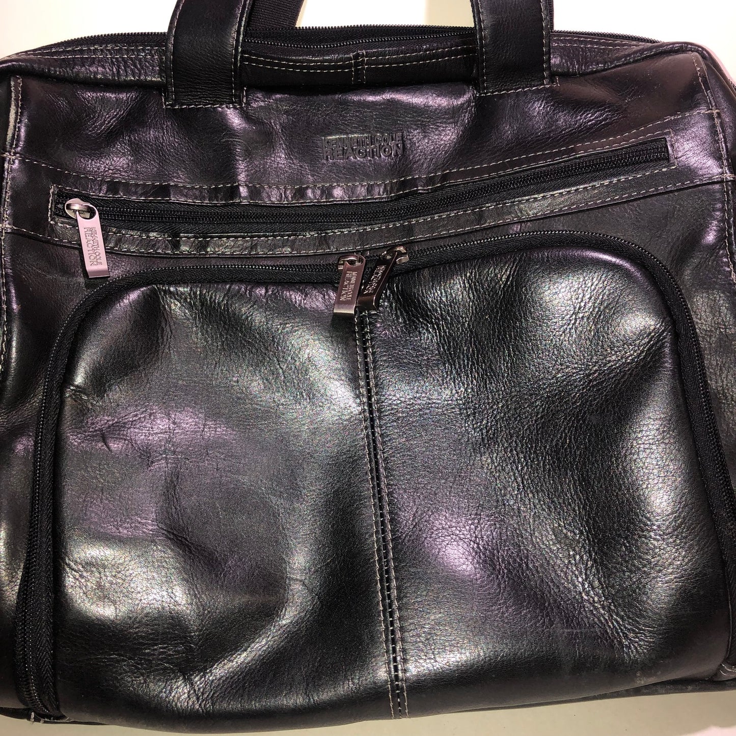 Kenneth Cole Reaction Black Leather Briefcase - New Without Tags, large bag