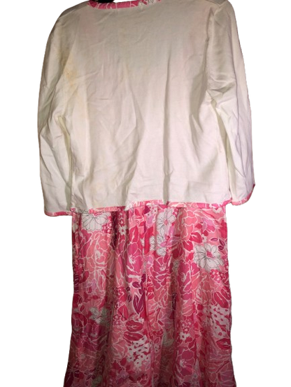 Plaza South Vintage Dress, Size 12, Pink Floral - Pink Ribbon and Cover-Up Included Free