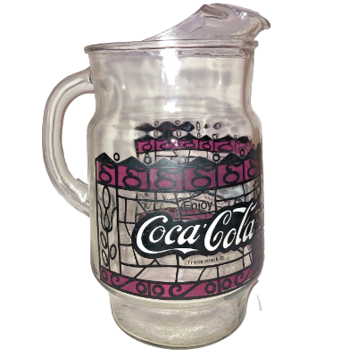 Coca-Cola Tiffany Style Stained Glass Pitcher Soda Pop Coke Vintage 1970s Retro