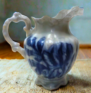 Vintage TRE Cox England Inspired Blue & White Floral Porcelain Pitcher