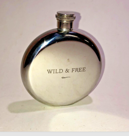 Vintage "Wild & Free" Stainless Steel Flask - Engraved Hip Flask for Outdoor Adventures