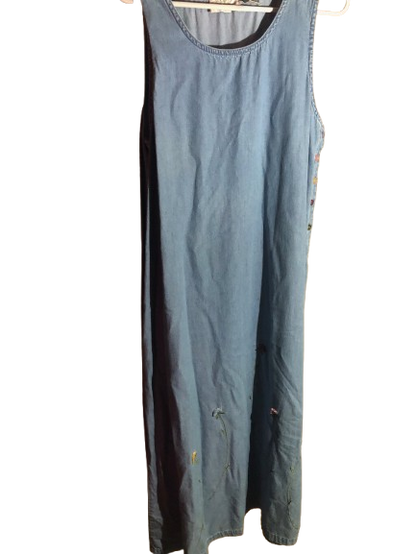 vintage denim floral dress lemongrass